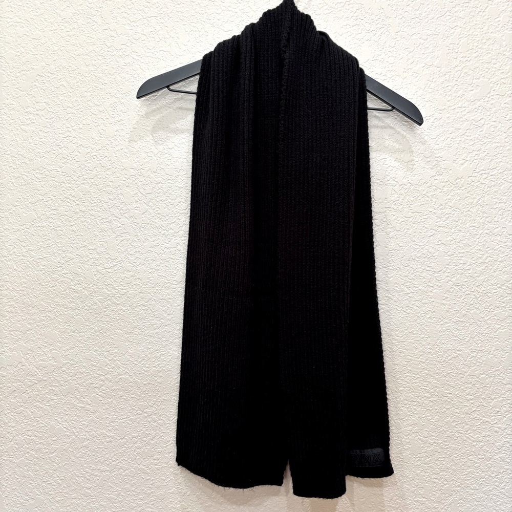 PINK Victoria’s Secret Black Cable Knit Scarf O/S Fall Winter Cozy